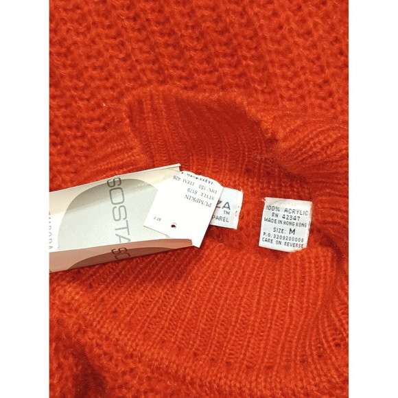 Vintage Sostanza Sweater Womens Size M Pumpkin Orange Pullover NOS Oversized 80s - Picture 11 of 11